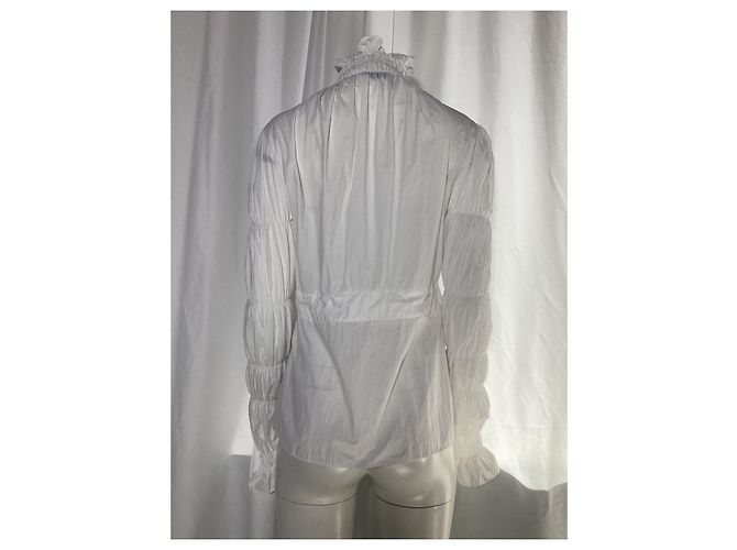 Off White Blouse zippée smockée Off-White en nylon blanc Écru - vue 9