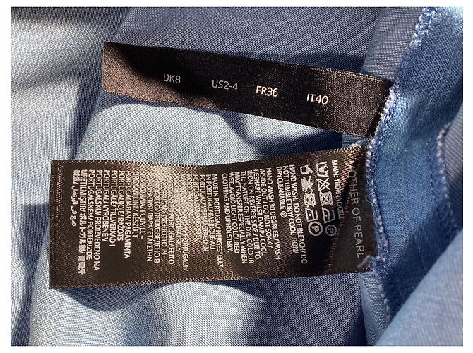 Autre Marque Camisa de manga obispo abotonada en algodón azul con botones de nácar Azul claro - vista 11
