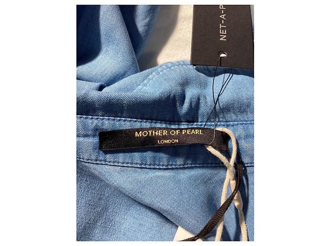 Autre Marque Camisa de manga obispo abotonada en algodón azul con botones de nácar Azul claro - vista 12