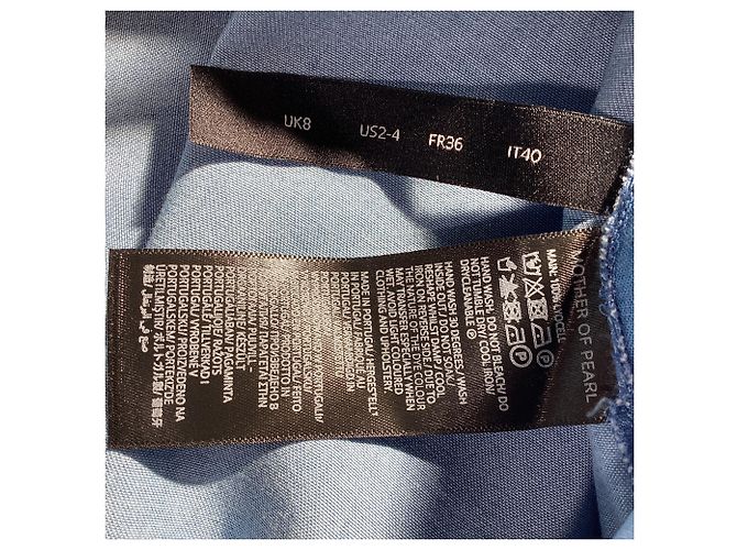 Autre Marque Camisa de manga obispo abotonada en algodón azul con botones de nácar Azul claro - vista 5