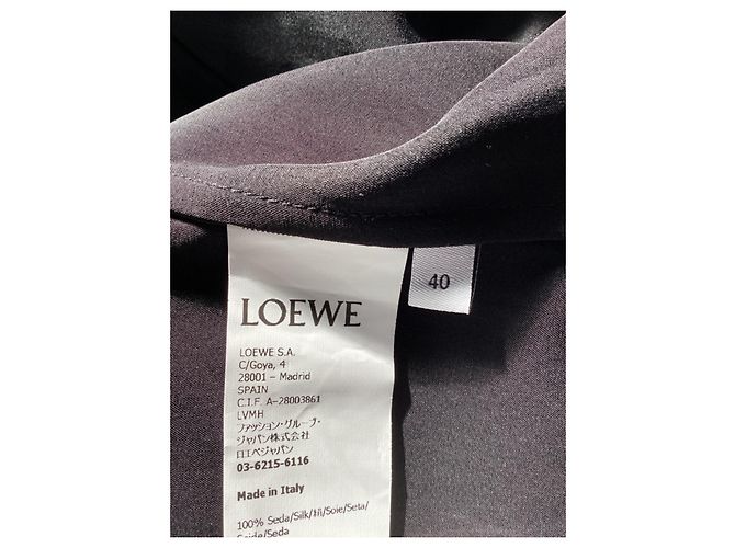 Camicia con bottoni Loewe in seta nera Nero - vista 11