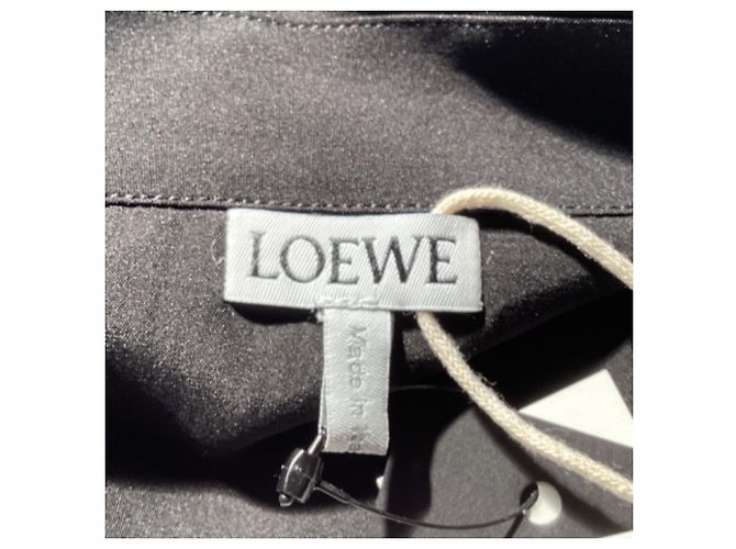 Camicia con bottoni Loewe in seta nera Nero - vista 6