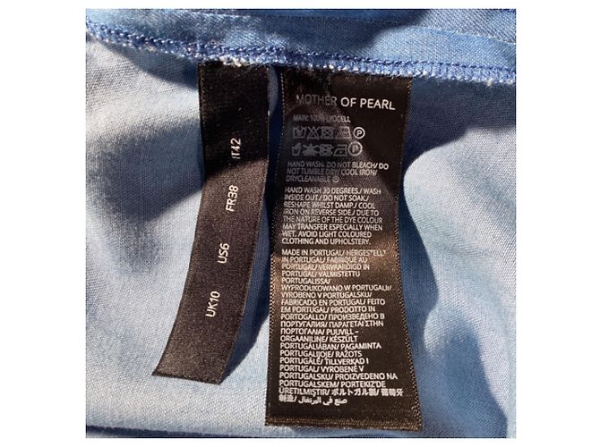 Autre Marque Camisa de manga obispo abotonada en algodón azul con botones de nácar Azul claro - vista 3