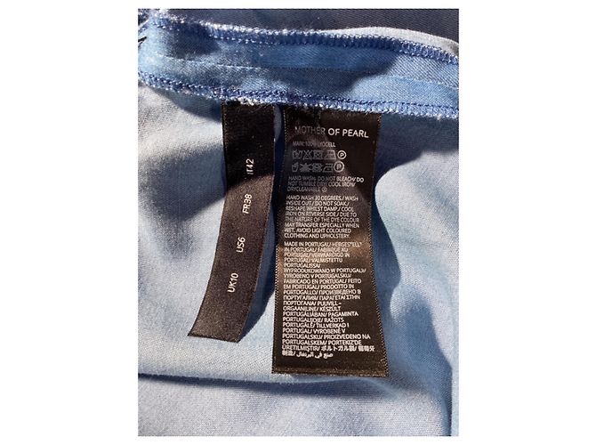 Autre Marque Camisa de manga obispo abotonada en algodón azul con botones de nácar Azul claro - vista 9