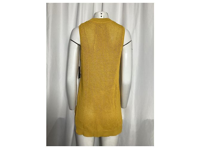 Jason Wu Pointelle-Strick-Tunika-Pullover aus gelber Viskose - Ansicht 10