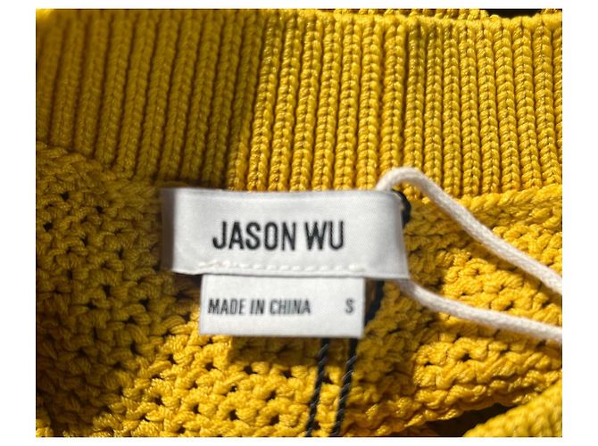 Jason Wu Pointelle-Strick-Tunika-Pullover aus gelber Viskose - Ansicht 12