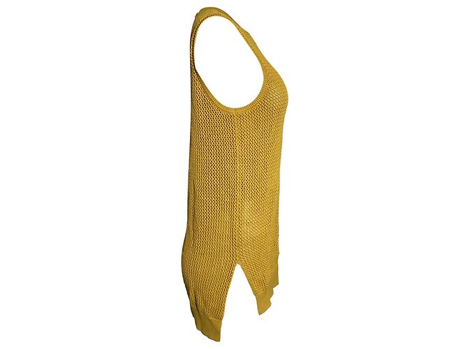 Jason Wu Pointelle-Strick-Tunika-Pullover aus gelber Viskose - Ansicht 2