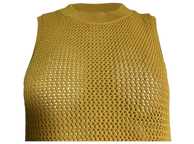 Jason Wu Pointelle-Strick-Tunika-Pullover aus gelber Viskose - Ansicht 3