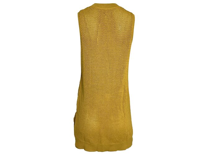 Jason Wu Pointelle-Strick-Tunika-Pullover aus gelber Viskose - Ansicht 4