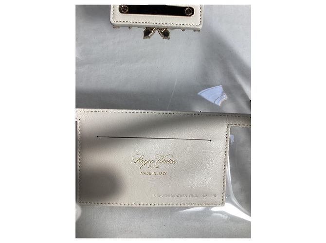 Bolsa de mão com fivela de cristal Roger Vivier em PVC branco Dourado Metálico - vista 7