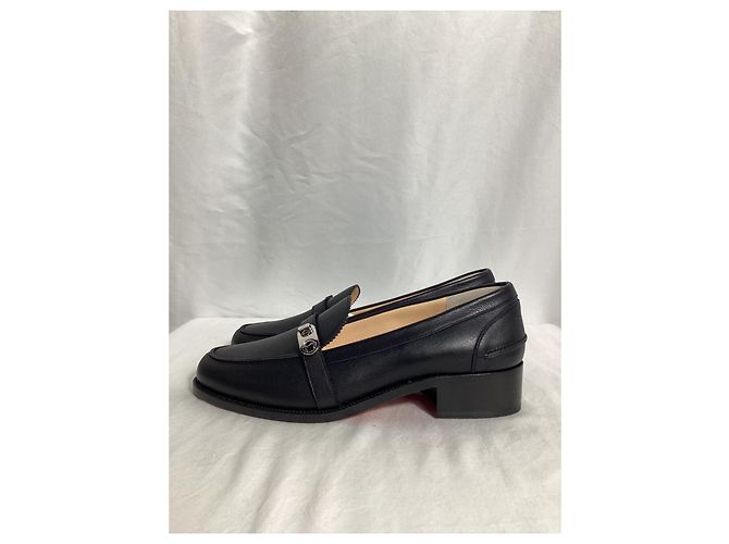 Christian Louboutin Lock Me Loafers in Black Leather - view 13