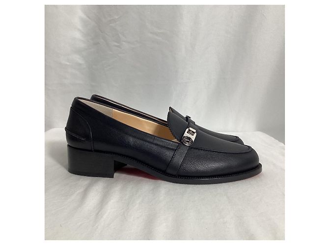 Christian Louboutin Lock Me Loafers in Black Leather - view 9