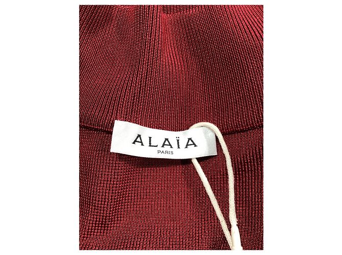 Pull à col montant Alaïa en viscose rouge - Ansicht 12