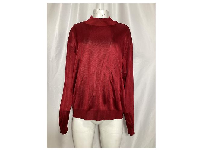Pull à col montant Alaïa en viscose rouge - Ansicht 7
