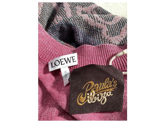 Loewe x Paula's Ibiza bedruckter Pullover aus rosa Leinen Pink - Ansicht 10