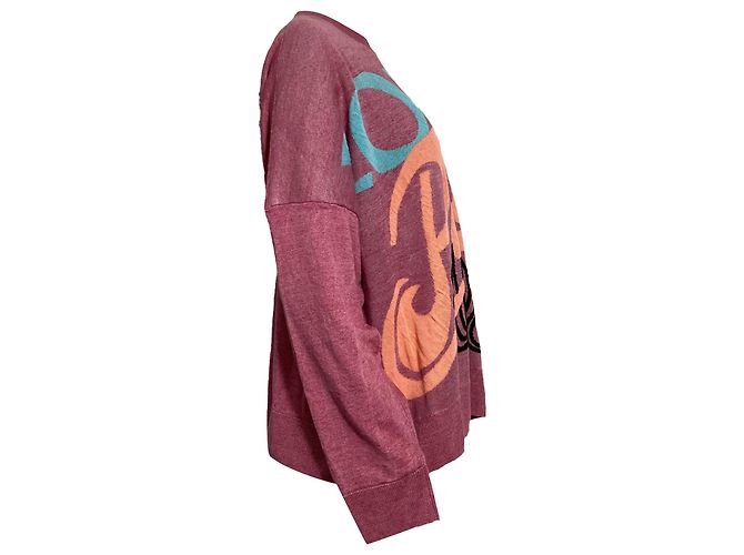 Loewe x Paula's Ibiza bedruckter Pullover aus rosa Leinen Pink - Ansicht 3