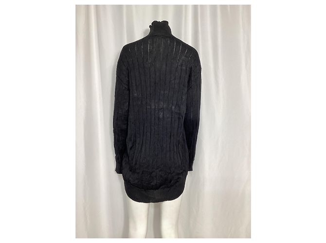 Balenciaga Turtleneck Rib Knit Sweater in Black Silk - view 10