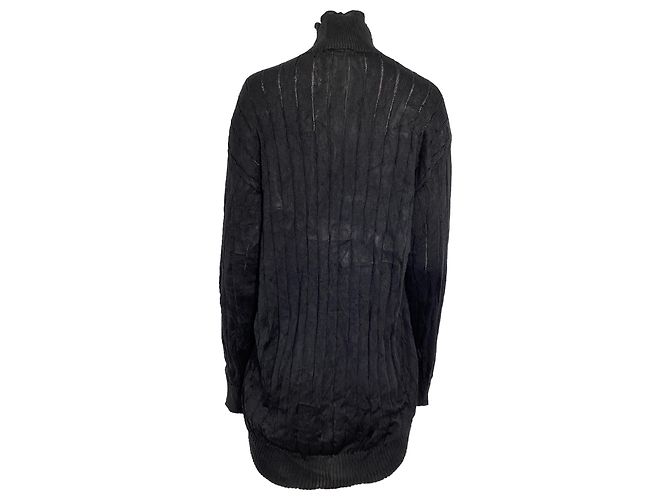 Balenciaga Turtleneck Rib Knit Sweater in Black Silk - view 4