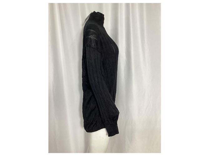 Balenciaga Turtleneck Rib Knit Sweater in Black Silk - view 8