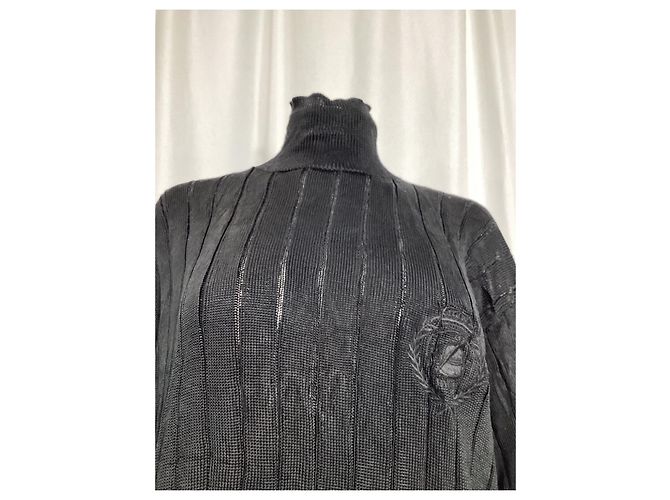Balenciaga Turtleneck Rib Knit Sweater in Black Silk - view 9