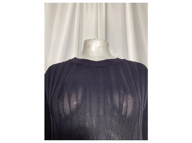 Abito Lungo in Maglia Max Mara in Viscosa Blu Navy - vista 9