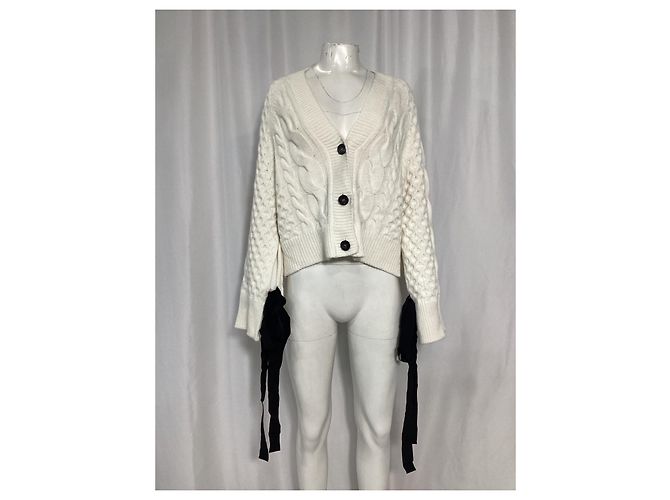 Cardigan boxy in maglia di Erdem in lana bianca - vista 7