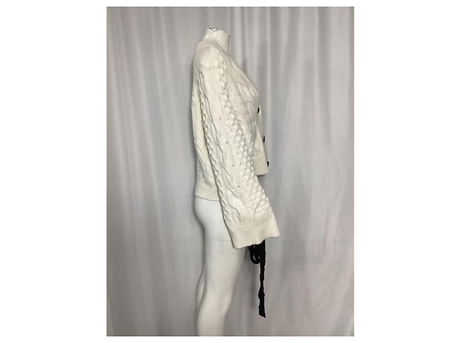 Cardigan boxy in maglia di Erdem in lana bianca - vista 9