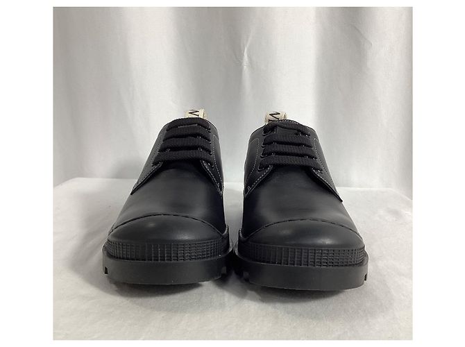 Sapatos Derby de couro preto com logo Loewe e aba no calcanhar - vista 12