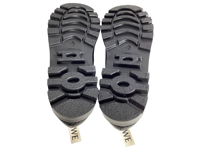 Sapatos Derby de couro preto com logo Loewe e aba no calcanhar - vista 5