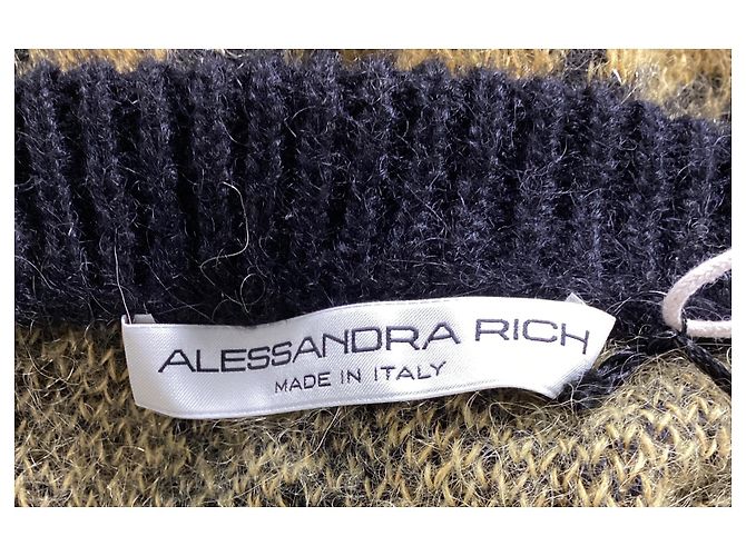 Cárdigan de cuadros con botones Alessandra Rich en lana amarilla - vista 11