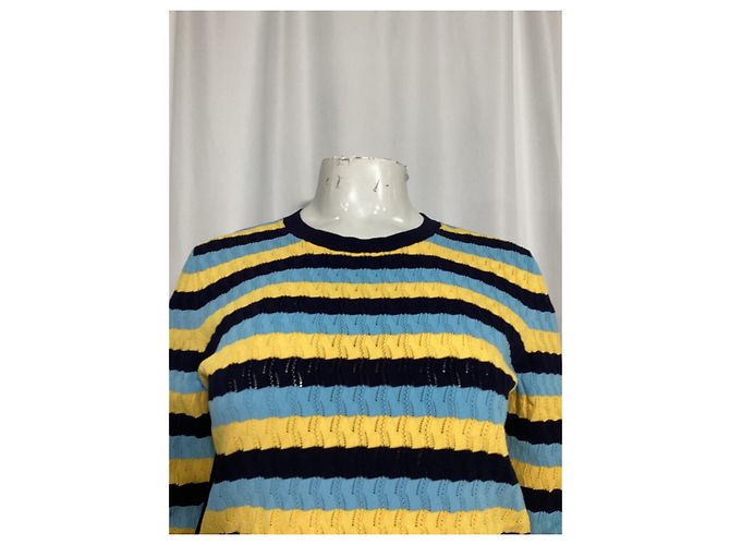Gestreifter Rundhals-Pullover von Jason Wu aus mehrfarbiger Viskose - Ansicht 10