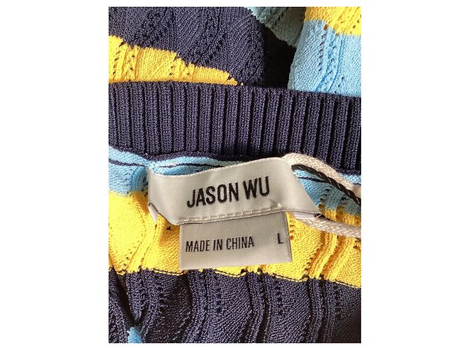 Gestreifter Rundhals-Pullover von Jason Wu aus mehrfarbiger Viskose - Ansicht 11