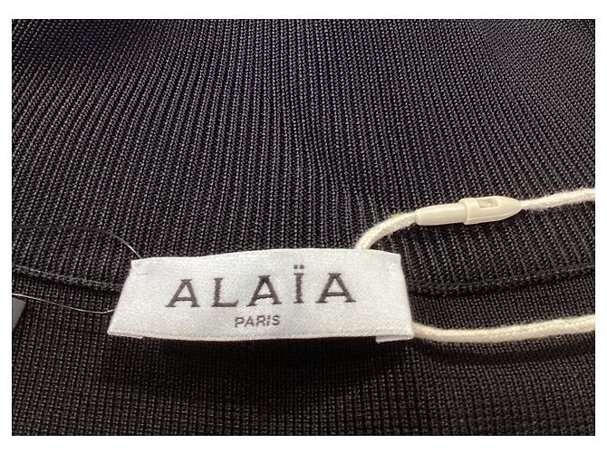 Pullover mit Stehkragen aus schwarzer Viskose mit gesticktem Alaïa-Logo - Ansicht 11