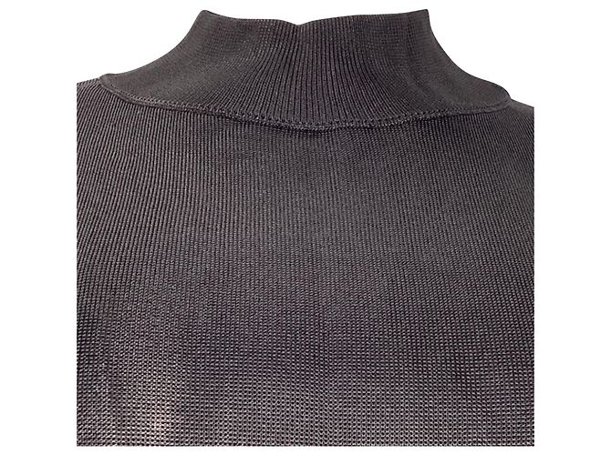 Pullover mit Stehkragen aus schwarzer Viskose mit gesticktem Alaïa-Logo - Ansicht 4