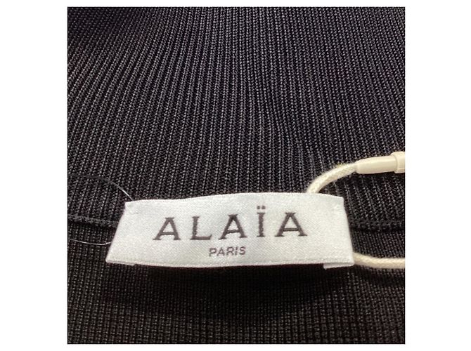 Pullover mit Stehkragen aus schwarzer Viskose mit gesticktem Alaïa-Logo - Ansicht 5