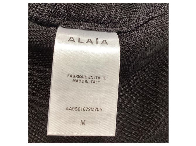 Pullover mit Stehkragen aus schwarzer Viskose mit gesticktem Alaïa-Logo - Ansicht 6