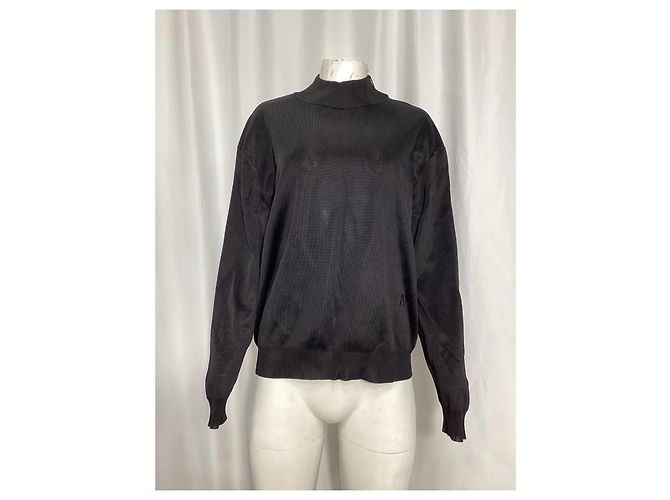 Pullover mit Stehkragen aus schwarzer Viskose mit gesticktem Alaïa-Logo - Ansicht 7