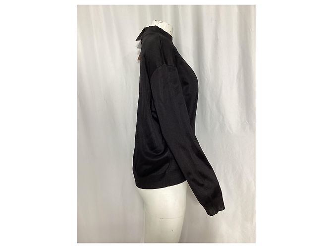 Pullover mit Stehkragen aus schwarzer Viskose mit gesticktem Alaïa-Logo - Ansicht 8