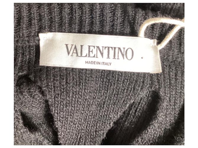 Valentino Garavani Maglione con tagli Valentino in lana vergine nera - vista 12