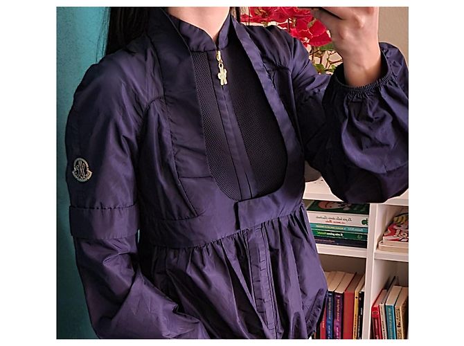 Giacca Moncler in seta blu scuro - vista 4