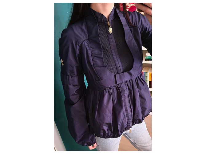 Giacca Moncler in seta blu scuro - vista 5