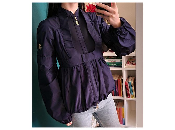 Giacca Moncler in seta blu scuro - vista 6