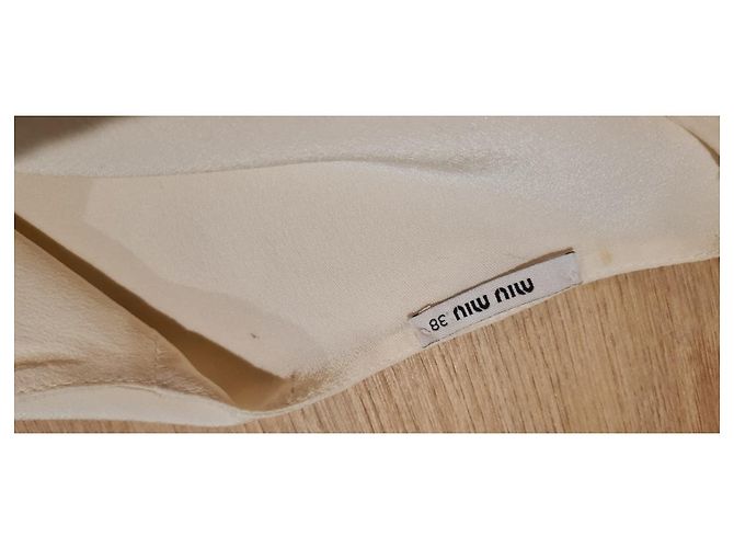 Miu Miu Seidenkleid Beige Eggshell Aus weiß - Ansicht 14