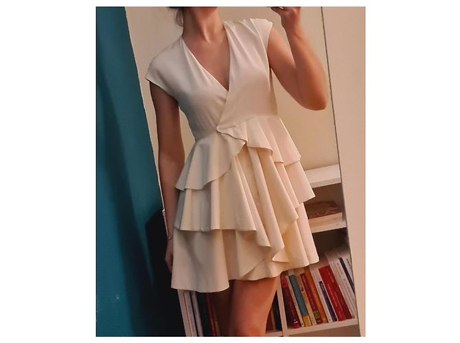 Miu Miu Seidenkleid Beige Eggshell Aus weiß - Ansicht 2
