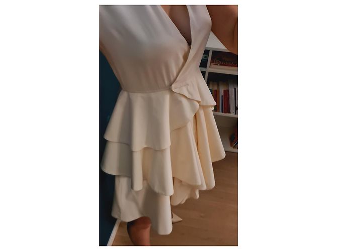 Miu Miu Seidenkleid Beige Eggshell Aus weiß - Ansicht 5