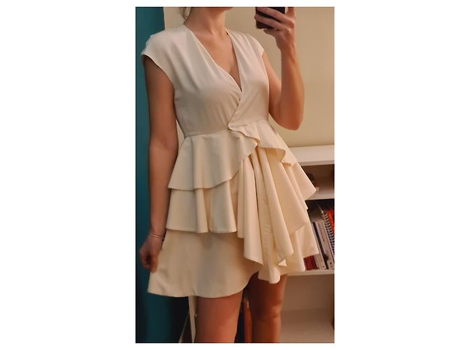 Miu Miu Seidenkleid Beige Eggshell Aus weiß - Ansicht 6
