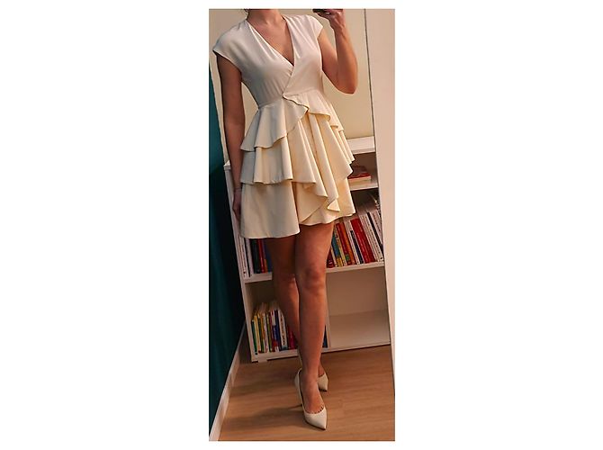 Miu Miu Seidenkleid Beige Eggshell Aus weiß - Ansicht 7