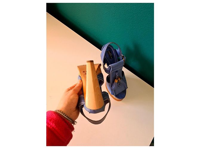 Sandali Etro in pelle azzurro chiaro Blu chiaro - vista 10
