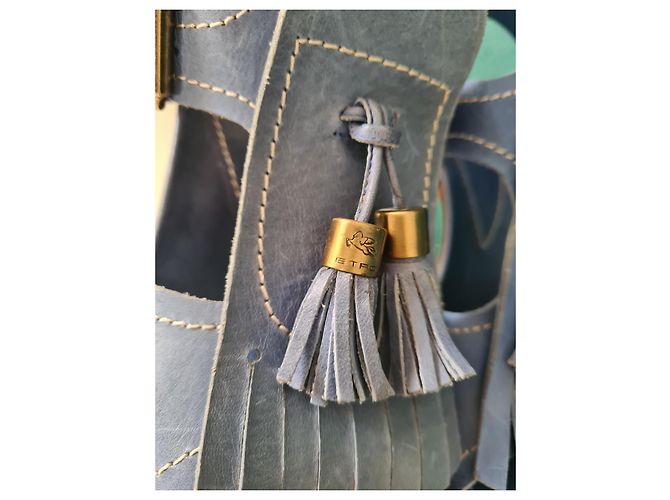 Sandali Etro in pelle azzurro chiaro Blu chiaro - vista 12