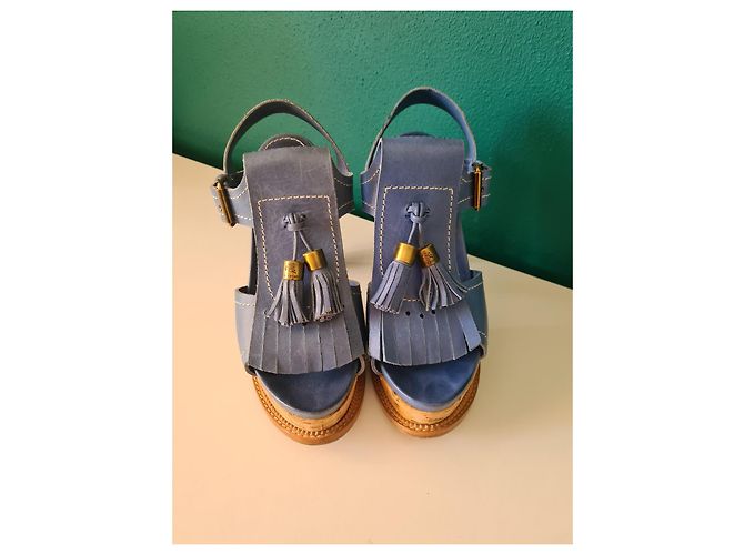 Sandali Etro in pelle azzurro chiaro Blu chiaro - vista 14